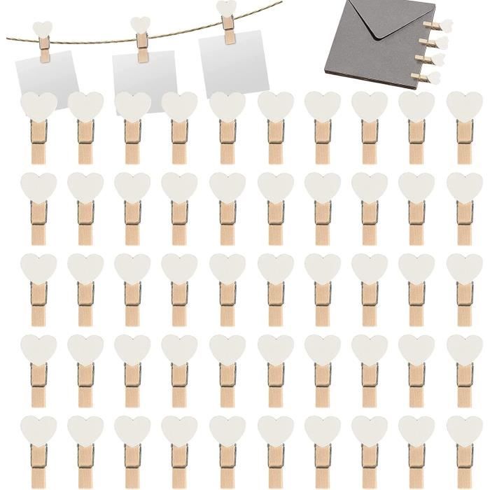 Mini Pinces à Linge En Bois Blanc 25mm - Lot De 50, 100, 250... Pour Déco Mariage Vintage, Scrapbooking, DIY