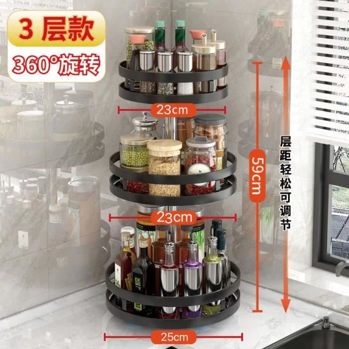 3 couches rondes - Rangement de cuisine rotatif à 360 degrés T1 ...