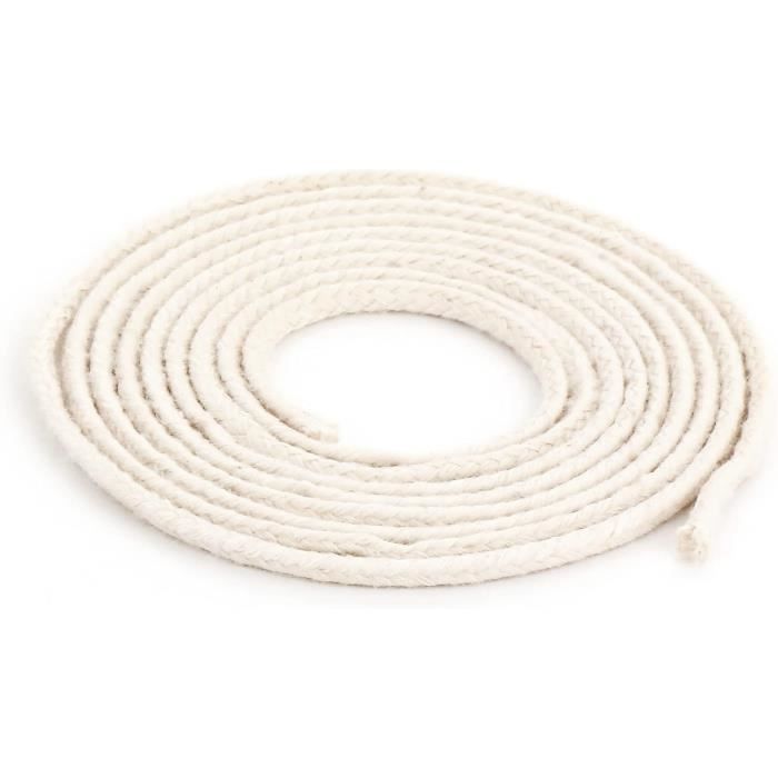 Mèche En Coton Tressé 4mm - 10 Mètres - Pour Lampes à Huile Et Pétrole - Pratique Et Durable