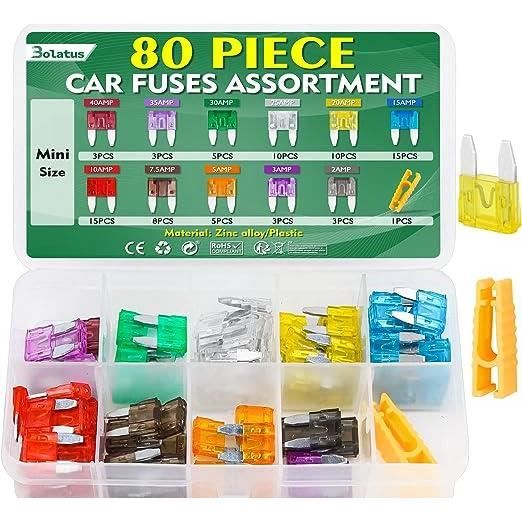 60Pcs Fusible Voiture Set - pour Fusibles Auto Truck/RV/Camion/Moto (2A 3A 5A 7.5A 10A 15A 20A 25A 30A 35A 40A) - Plats Moyenne Fu - Auto