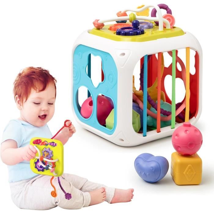Cube de motricité 7 in 1 Montessori Sensoriel Jouets de motricité Busy