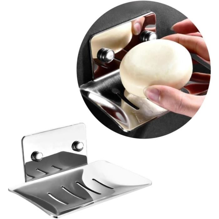 Porte-Savon Ventouse Acier Inox 304 - Lot De 2 - Sans Perçage - Pour Salle De Bain Et Cuisine