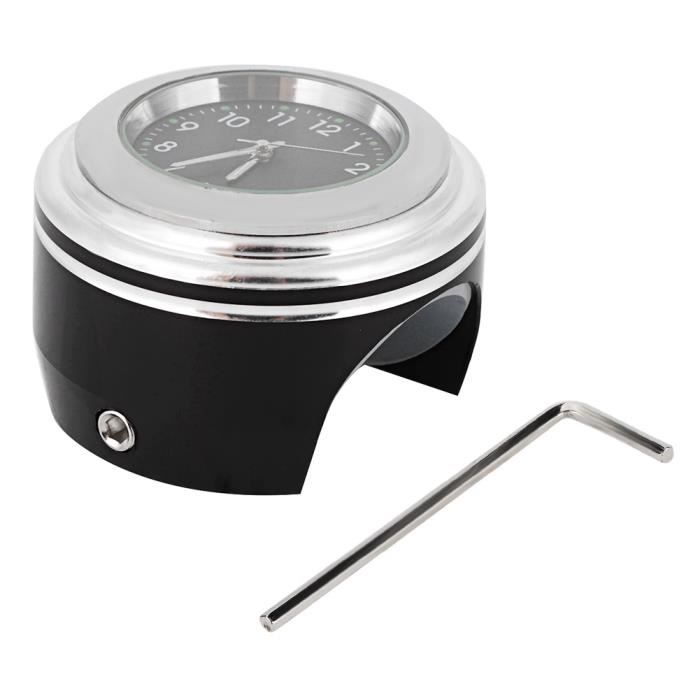 HpLive Horloge de moto étanche, montre de guidon de moto, boîtier en alliage d'aluminium, support étanche, montre à quartz, lumineuse (bleu