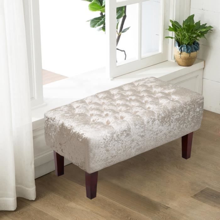 Banc De Lit Banc Rembouree Banquette Banc D Entree A Chaussures Style Scandinave En Velours De Glace Blanc Argente Achat Vente Banc Bois Massif Cdiscount