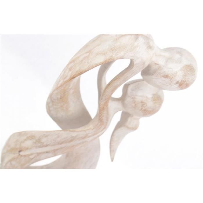 Sculpture Bois Couple En Fusion Coco Papaya - 100cm Hauteur - Cadeau Mariage Romantique - Artisanat Bali
