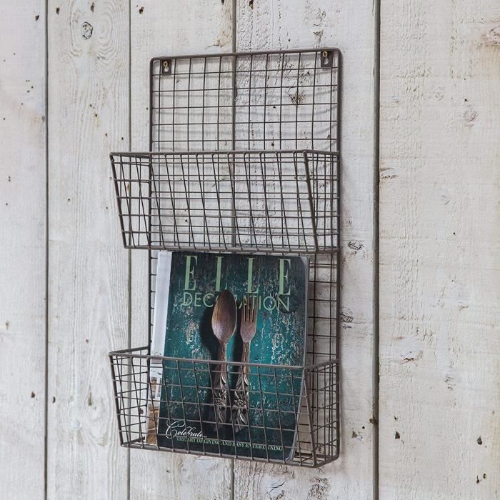 Porte-Revues Mural En Métal KEBY 25x26 Cm - Pour Salle De Bain, Cuisine, Bureau, Design Simple - 9