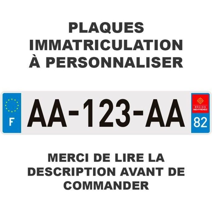 Lot 2 Plaque d'immatriculation AUTO Homologuée France à personnaliser Prenium en Plexiglas - Lire la description avant de commander