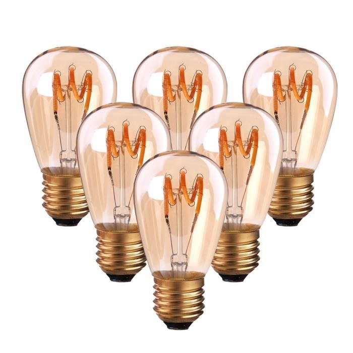 Lot De 6 Ampoules Led E27 A Filament Spirale St45 S14 3 W Style Vintage Lumiere Ambree Dimmable 2200 K Blanc Tres Chaud 140 Lm Eq Achat Vente Ampoule Led Cdiscount