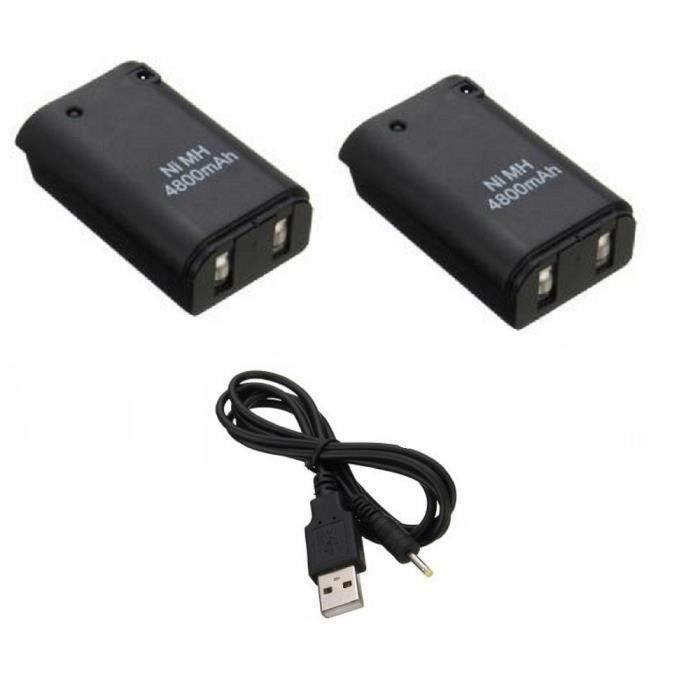 2 Batteries manette Xbox 4800 mah + Câble chargeur Batterie Xbox 360 HobbyTech - vue 2