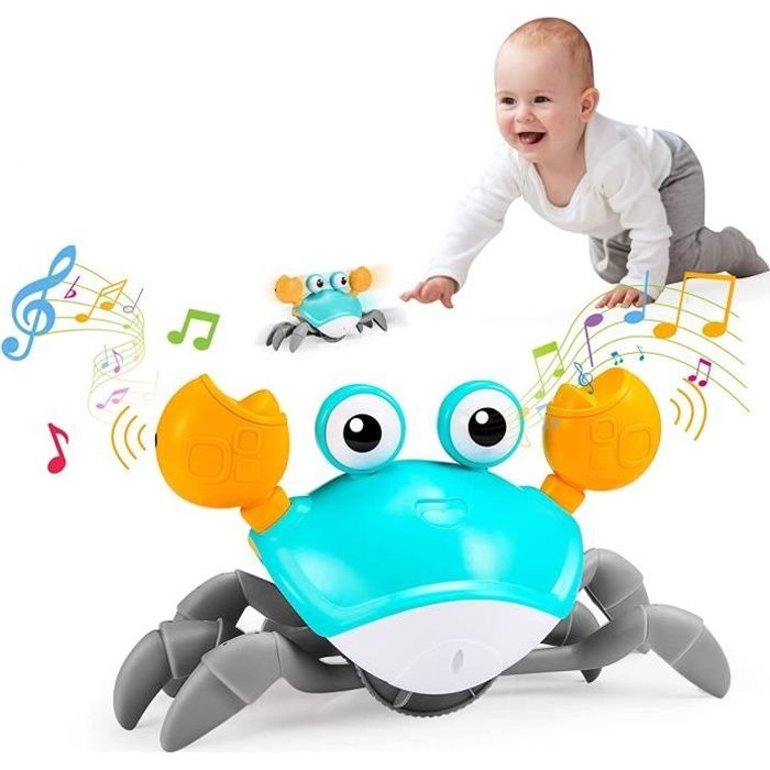 Crabe Qui Marche Bebe,Jouet Bebe 1 2 Ans - Cadeau Enfant Garcon Fille  Jouets D'éveil Musicaux Jeu Jouet Bebe 3-6-12 Mois - Orange