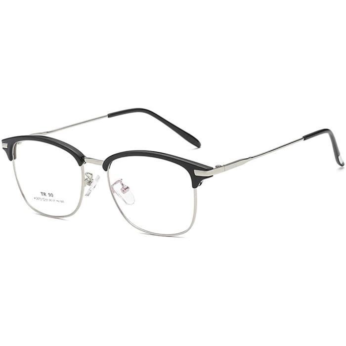 Lunettes unisexe monture demi cerclee en TR90 cadre retro Transparent clairement objectif Metallique 3316 Achat Vente lunettes de soleil Cdiscount