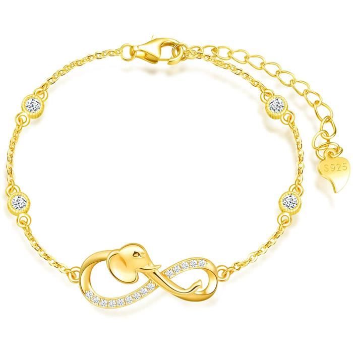 zircon incrusté INFINIONLY Bracelet pour femme fille bracelet en argent 925 argent bracelet élément animal cœur ou étoile bracelet symbole de l'infini avec éléphant mignon décorer de diamant 