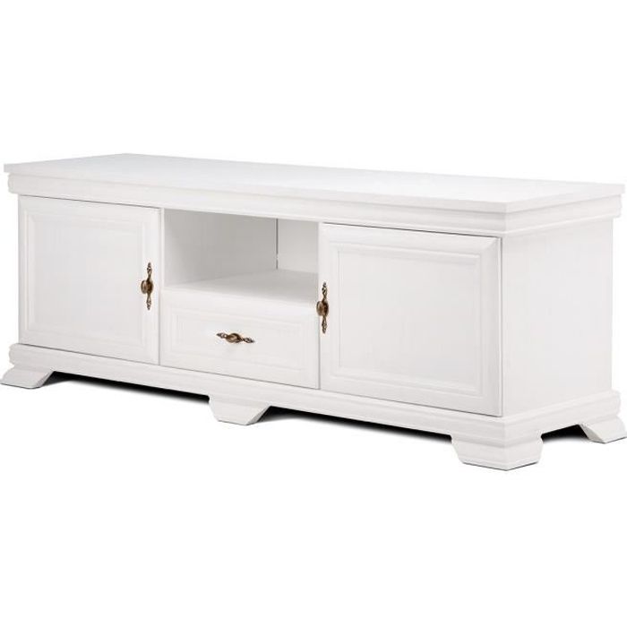imperio meuble tv style classique salon sejour 158x59x46 cm rangement materiel audio video 1 tiroir niche centrale blanc achat vente meuble tv imperio meuble tv style cdiscount