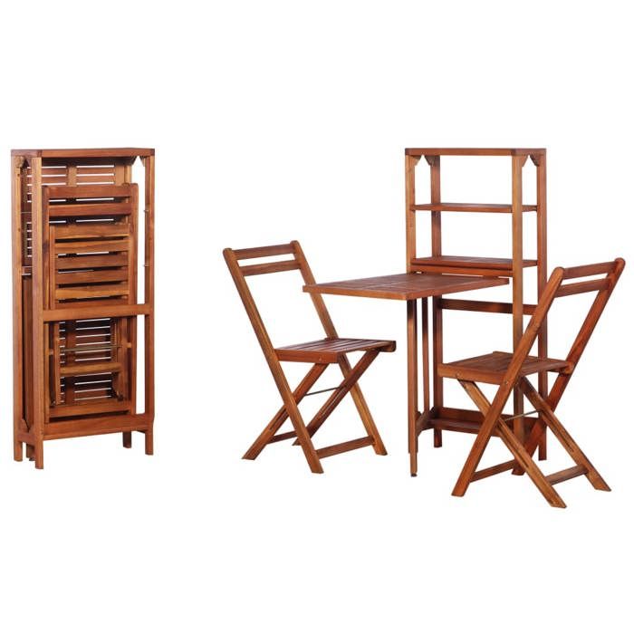 vidaXL Mobilier bistro pliable 3 pcs Bois d'Acacia - vue 2