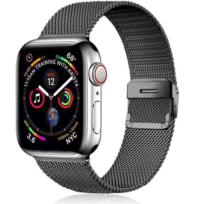 Bracelet milanais pour Apple watch 6, iWatch, ceinture métallique en acier  inoxydable pour série 5 4 3 SE - NNoir - Cdiscount Téléphonie