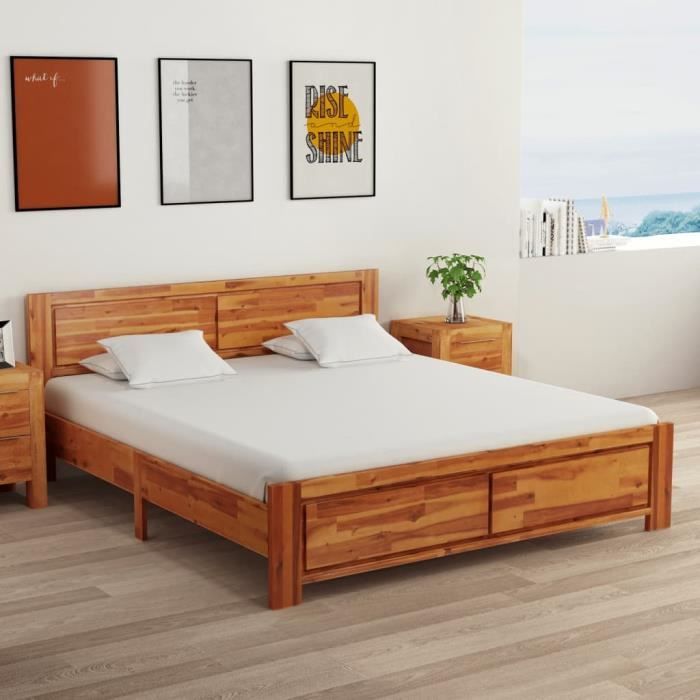 cadre de lit bois d'acacia massif 160x200 cm ✿ 11116