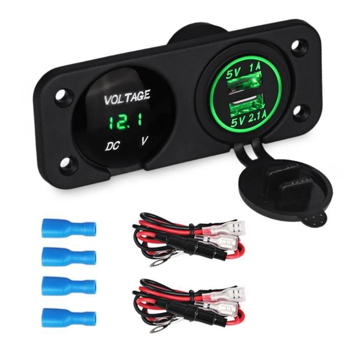 Panneau De Commutation Avec Voltmètre Numérique, Double Port USB Et Prise 12V - Neuf