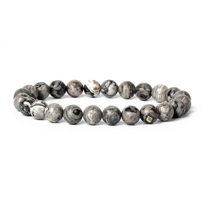Bracelet Lithothérapie En Jaspe Lave - Taille Au Choix - Homme Ou Femme - D-E