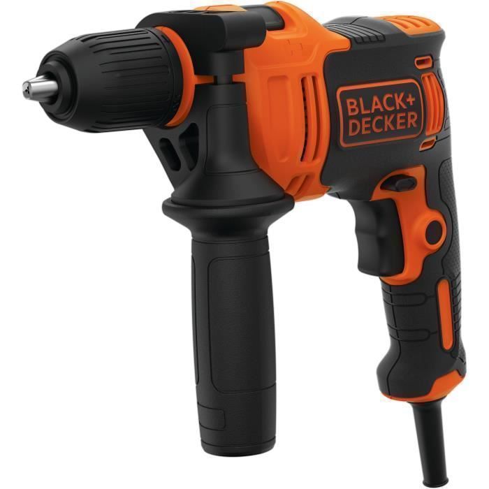 Perceuse à percussion filaire 550W BLACK+DECKER (Livrée avec 2 forêts) - BEH550-QS