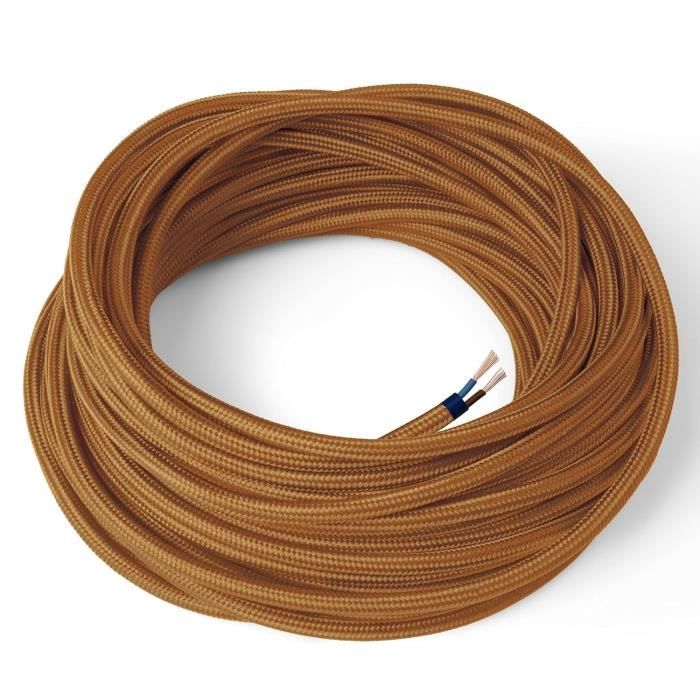Câble électrique Textile Amarcords - Jute Marron - 3m - 2x0.75mm - Pour Lampes Vintage