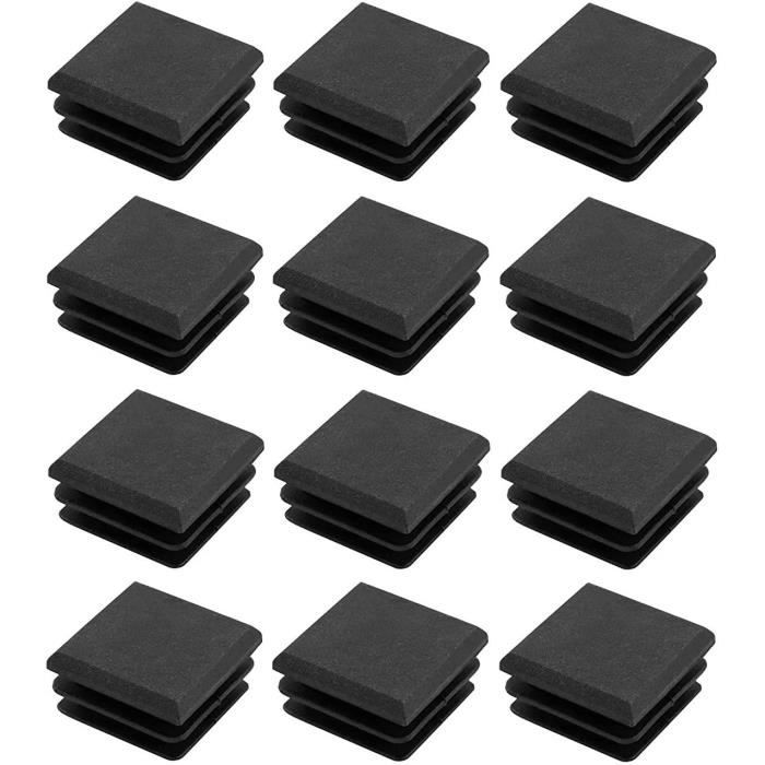 5x EMBOUT TUBE CARRÉ PLASTIQUE NOIR PIED MEUBLE TABLE CHAISE BOUCHON CAPUCHON PROTECTION
