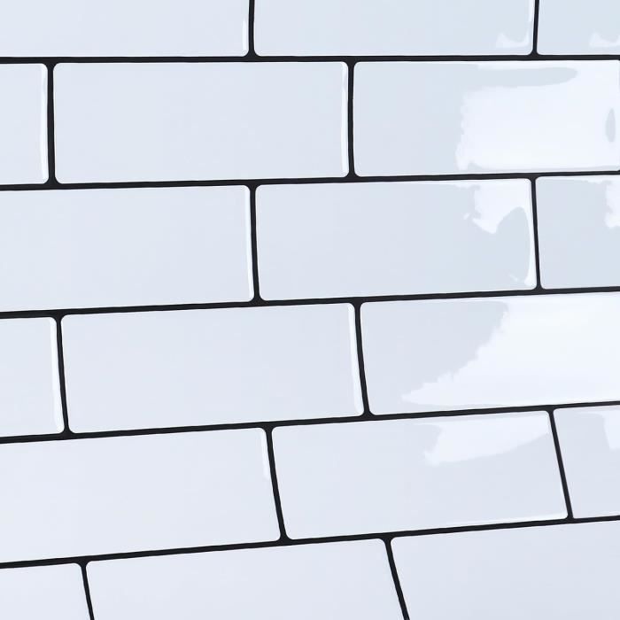 FunStick Carrelage Adhesif Mural Cuisine Blanc Dalle PVC Adhesive Murale Carrelage Salle De Bain