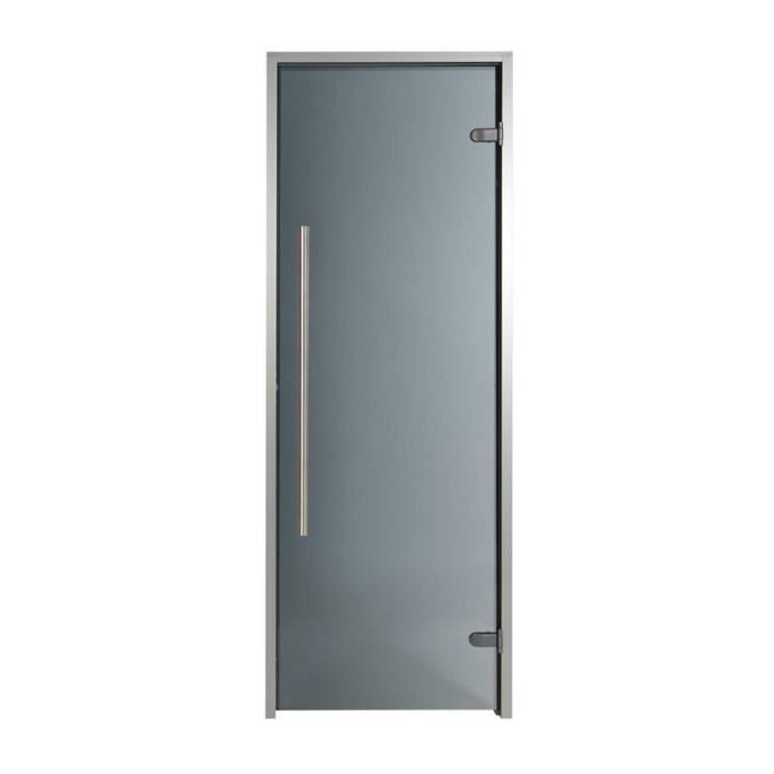 Porte pour Hammam premium 80 x 190 cm poignée verticale teinté gris