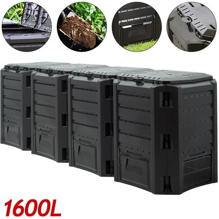 Composteur pour jardin déchets pelouse température élevée pour humus 1600L