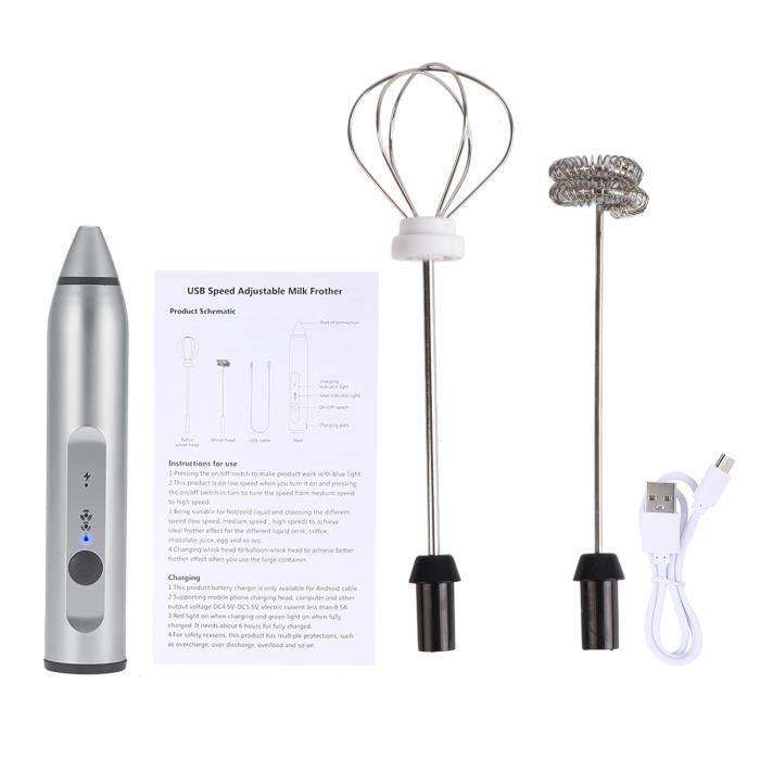 Mousseur à Lait électrique USB Rechargeable 3 Vitesses - Parfait Pour Café, Latte, Matcha - 1