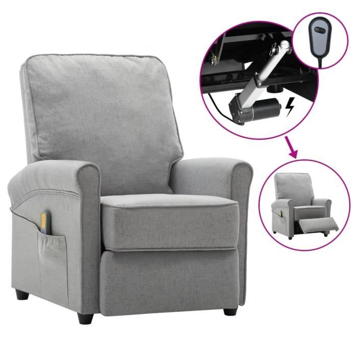famirosa fauteuil inclinable électrique de massage gris clair tissu-709