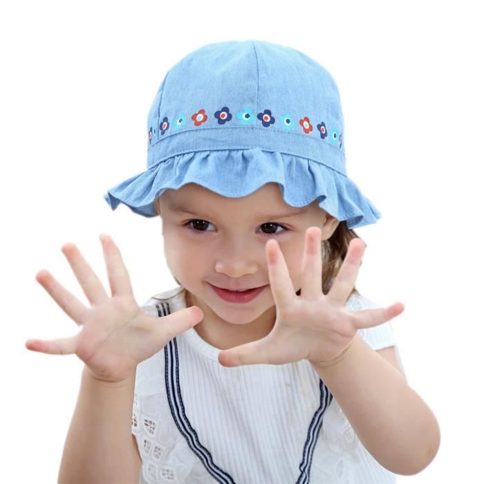 Chapeau De Soleil Anti Uv Pur Coton Bebe Enfant Fille Bob De Plage Pour Printemps Ete 48cm Bleu Bleu Cdiscount Pret A Porter