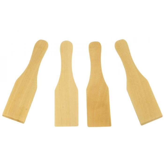 Set De 6 Raclettes En Bois D'olivier Avec Soucoupes - Pour Fromage, Apéritif - Dimensions Soucoupe 9x9 Cm, Spatule 14 Cm - Entretien à L'huile - 8