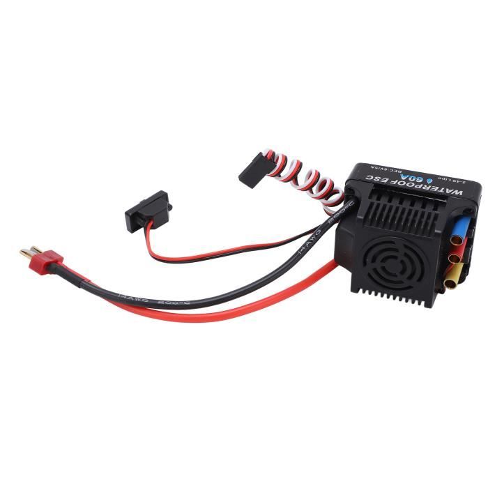 ESC 60A Sans Balai - Excellente Accélération Pour RC 1/10 - Compatible 2-3S Li-Po / 4-9S Ni-Mh - Imperméable