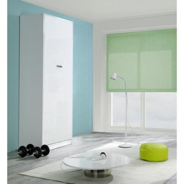Armoire Lit Design Kubic Blanc Mat Couchage 90 18 190 Cm