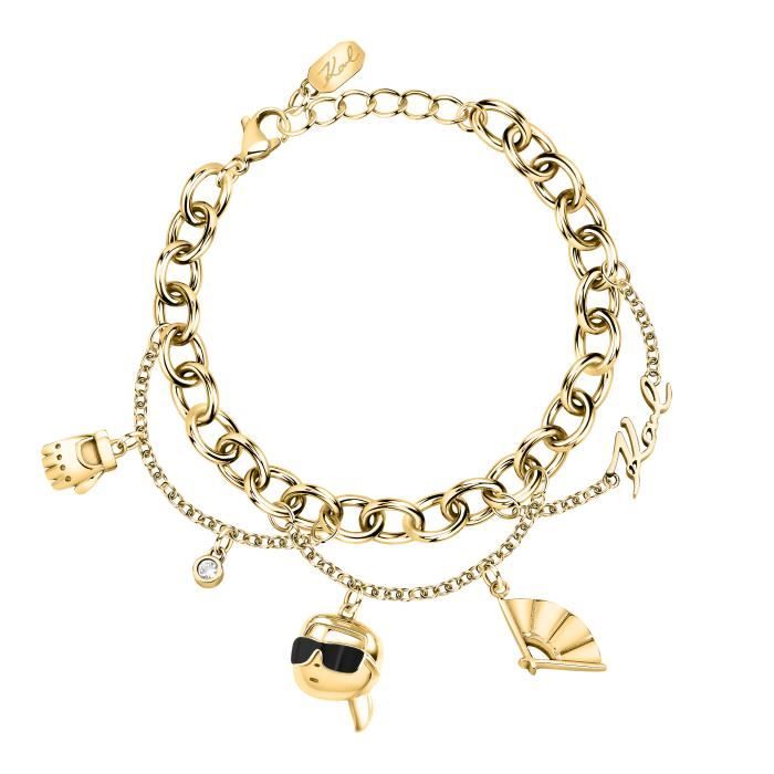 Bracelet - KARL LAGERFELD - KLAYD11 - Or jaune & cristal - Charms - 16+3 cm