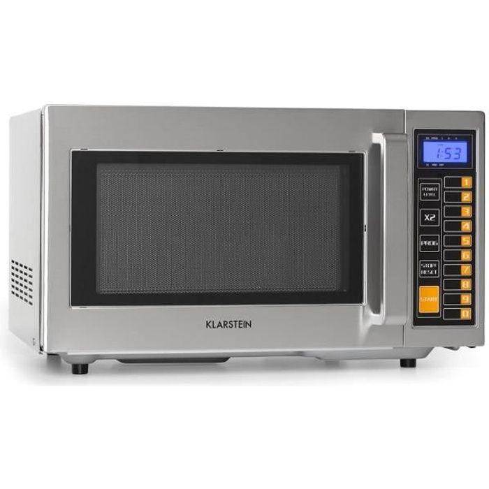 Uso Commerciale 1000 W Varie Funzioni Memo 25 Litri 3 Livelli di potenza Utilizzo Professionale Acciaio Inox Forno a Microonde 52 x 31 x 44 cm Klarstein Pro Bestzeit 25 Display LCD 