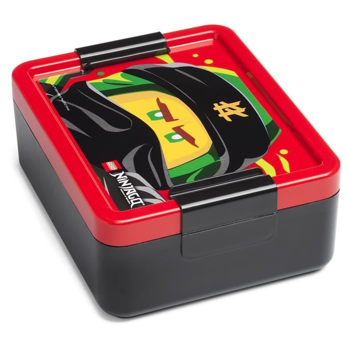 Boîte à lunch imprimée LEGO NINJAGO noire et rouge