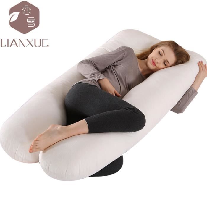 Taie D'oreiller De Grossesse En Forme De U – Housse Amovible En Coton Pour Coussin D'allaitement – Lavable En Machine, 140 X 80 Cm - 5