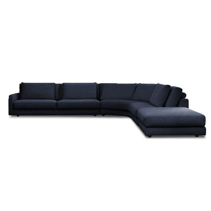 Canapé d'angle 5 places Bleu Tissu Luxe Confort
