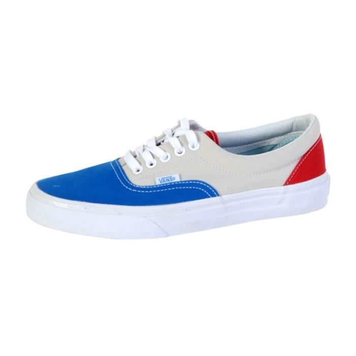 vans era blue grey red