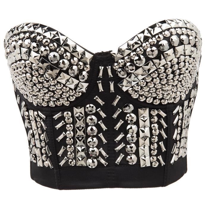 Soutien-Gorge Noir Argent à Sequins - Balconnet Mim Taille 34/80-85 - Neuf Avec Étiquettes