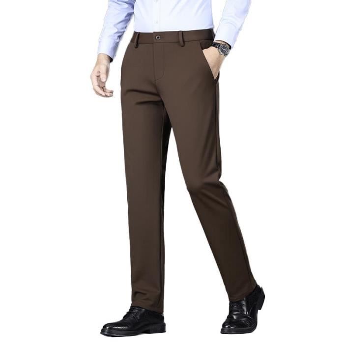 Pantalon de costume homme business coupe droite taille haute confortable INSFITY Cafe