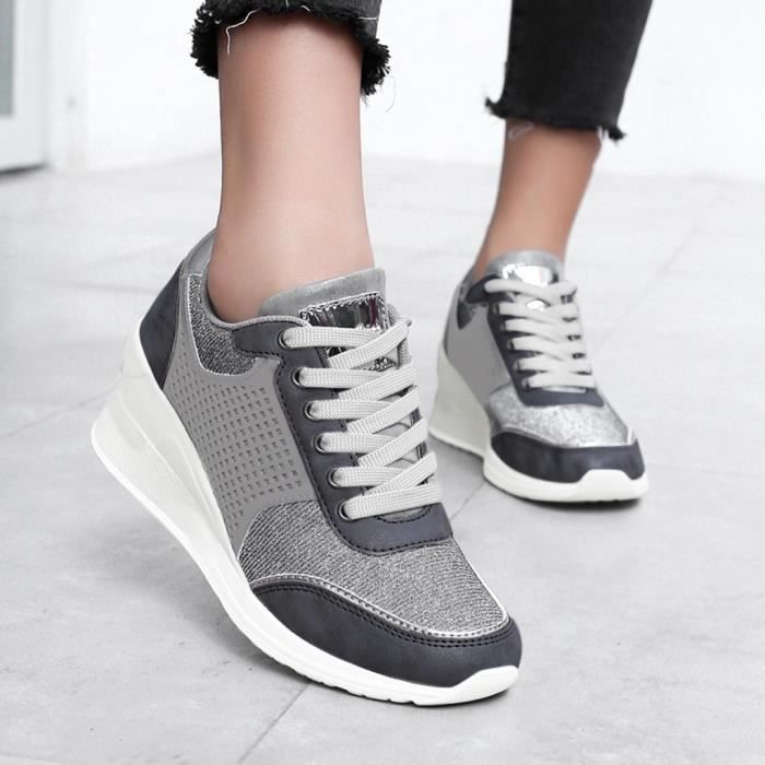 Baskets Femme Sans Lacets Respirantes - Chaussures Orthopédiques Compensées - Mesh Léger, Semelle Antidérapante