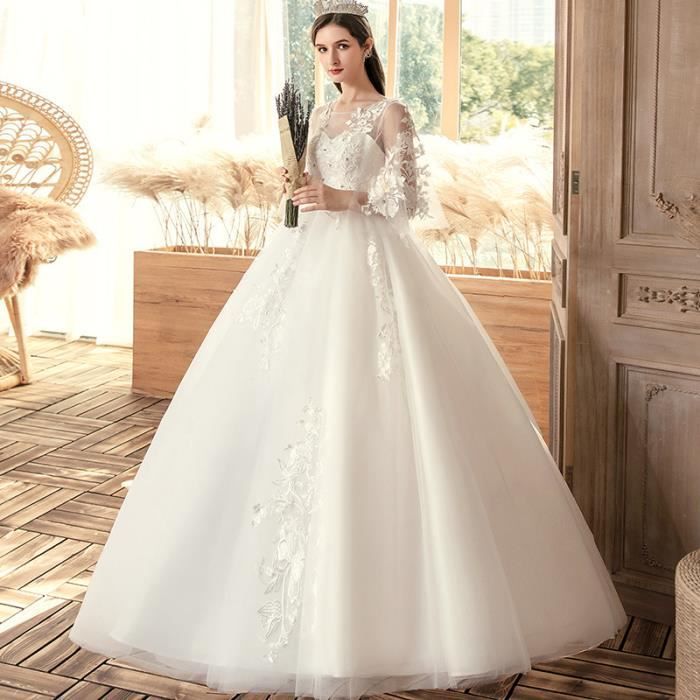 Blanc XXXL2021 nouvelles robes de mari e grande taille m mince