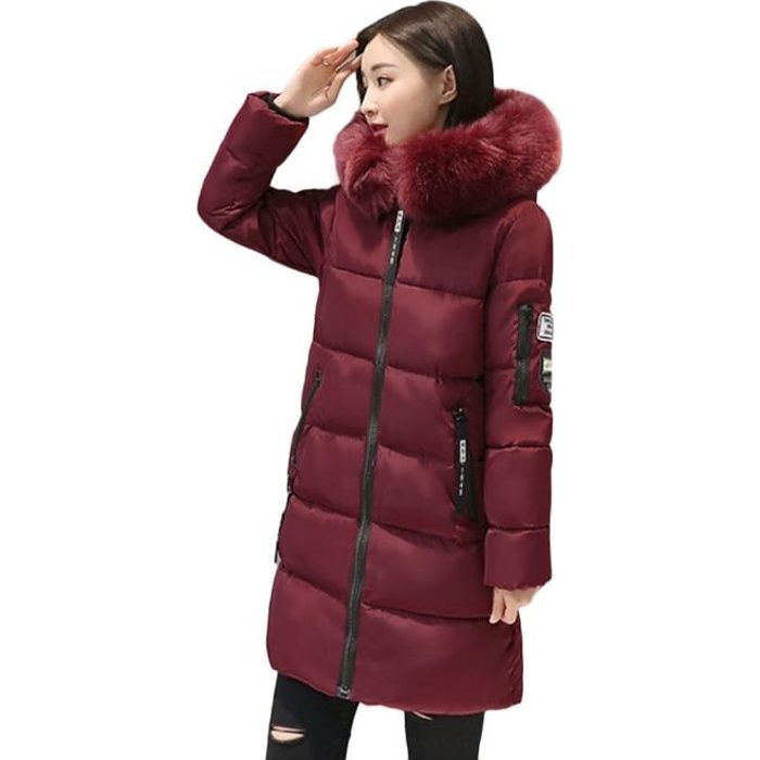 Doudoune avec fourrure online rouge