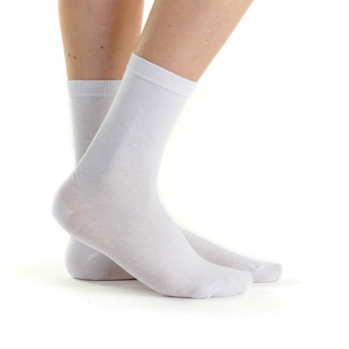 Lot de 2 paires de chaussettes femme coton bio Blanc 38 41 Blanc