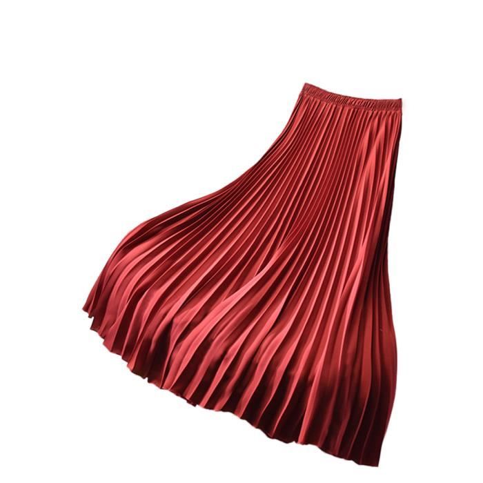 Jupe Pliss e Femme Jupe Longue Taille lastique Jupe Mi Longue