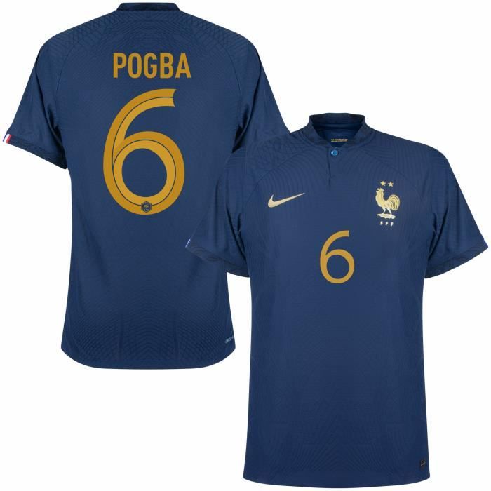 Authentique Maillot Equipe de France Domicile FFF 2 Etoiles Coupe du Monde 6 Pogba 2022 2023 Maillot de Foot Pas Cher Homme Bleu Cdiscount Sport