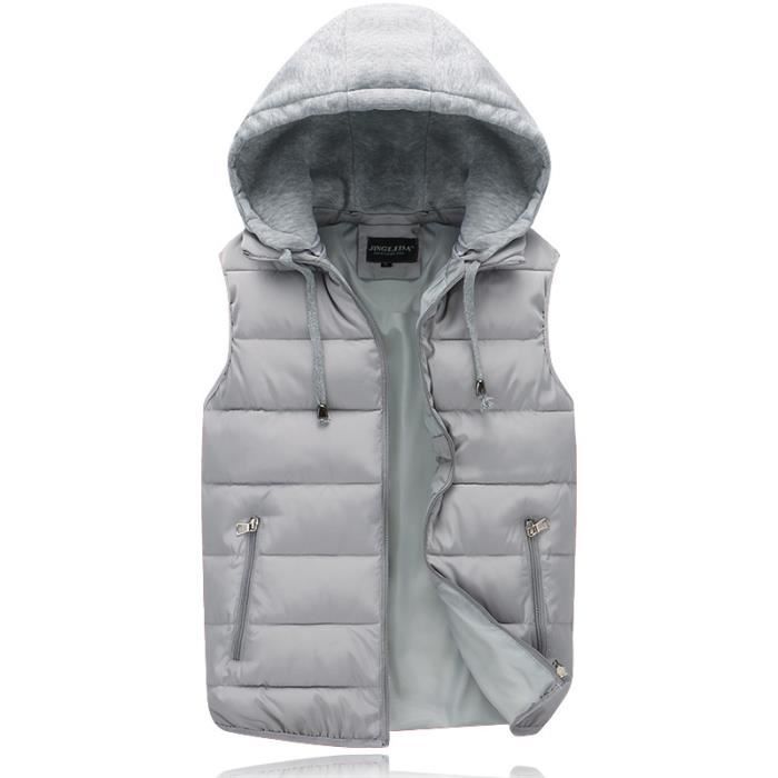 Veste Matelassée Gilet Capuche Homme Sans Manche Homme Veste Sans
