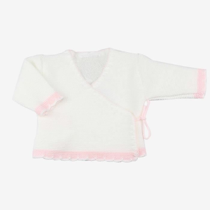 TROIS KILOS SEPT Brassi&egrave;re -  - Taille unique 0/1 mois - Rose - Blanc - Col V 